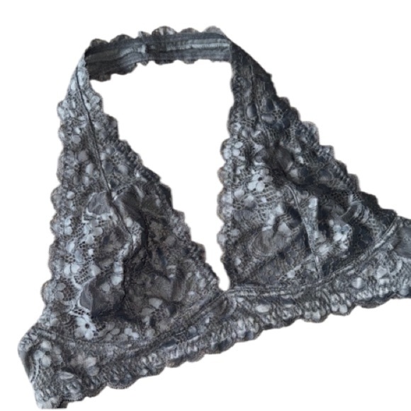 Free People Lace Bralette in Gray large halter like new lined - Picture 1 of 4